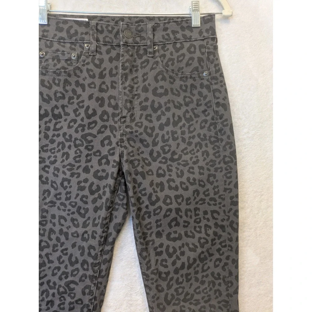 Gap Vintage Slim Sky High Jeans Women's 2 Gray Black Leopard Animal Print